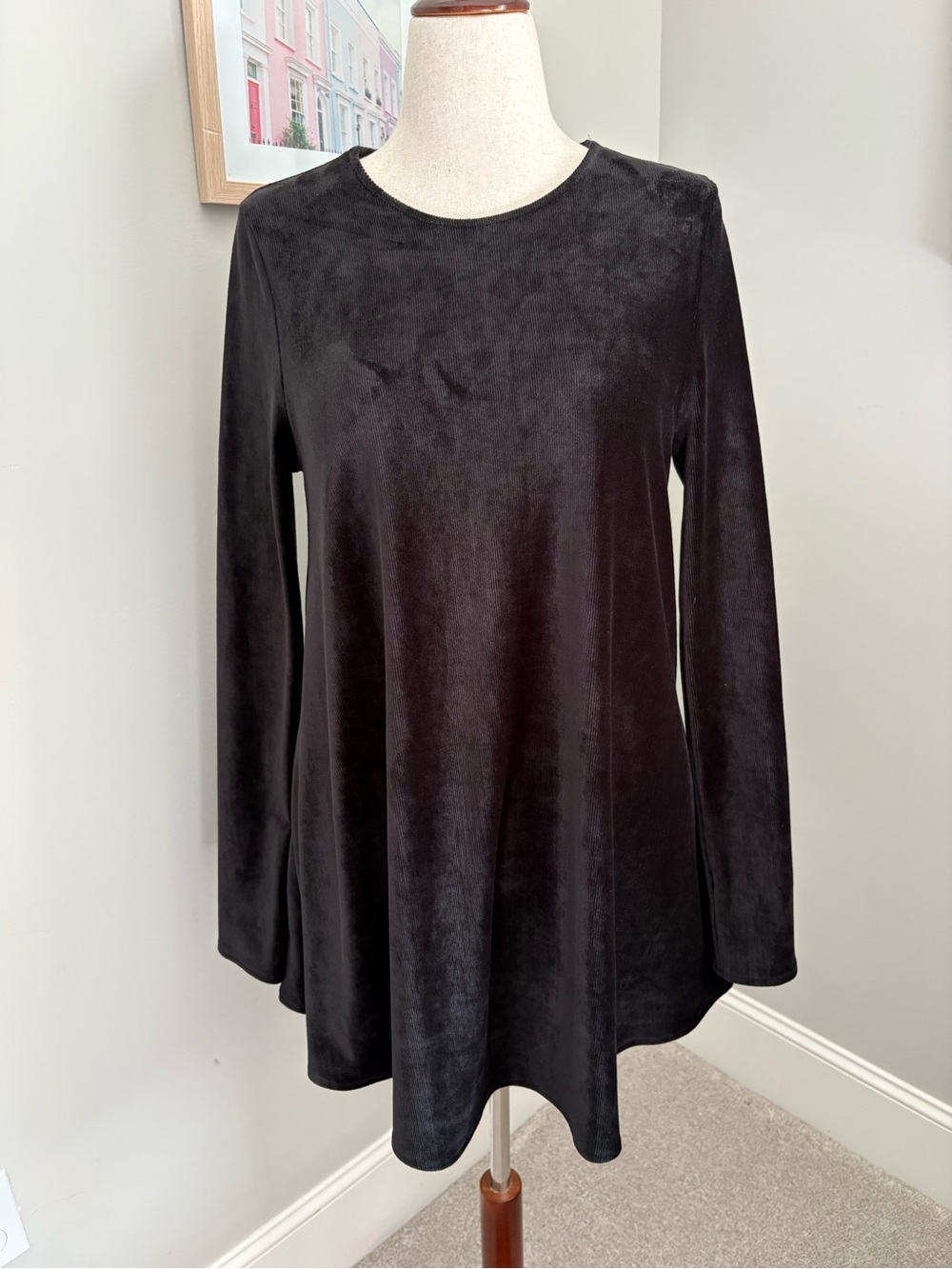 Show Me Your MuMu Black Velvet Long-Sleeve Swing Dress
